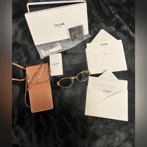 Celine Triomphe metal green and gold sunglasses